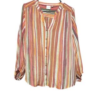 Zac & Rachel Vibrant Striped Button-Up Blouse